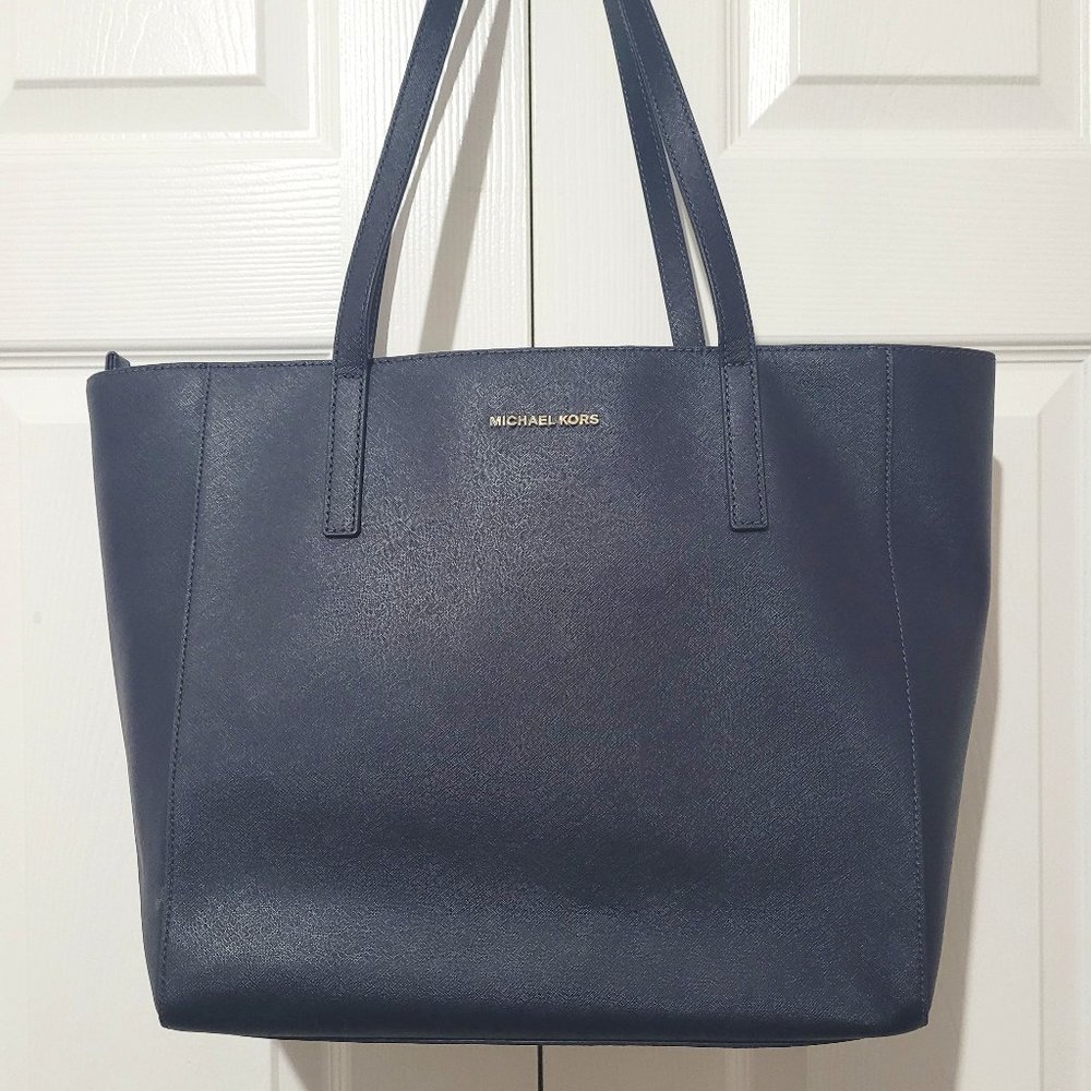 Michael Kors Large Navy Blue Laptop Tote Bag
